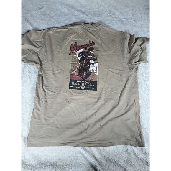HOG Harley Owners Group 96  Memphis TN Rally Vintage Brown Tee Sz XL - Picture 5 of 10